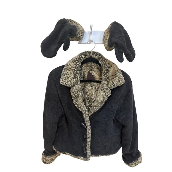 Fjall Wool Blend Large Jacket reversible  Faux Fur Lined with mittens - Picture 1 of 16